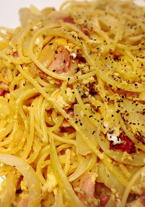 簡単♪ベーコンとたまごの炒めパスタ♪-レシピのメイン写真
