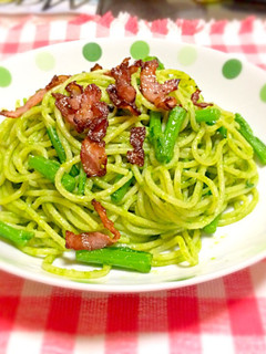 ヘルシー節約!春菊のジェノベーゼ風パスタ-レシピのメイン写真