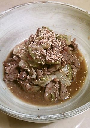 レタスと牛こま炒め・汁うまし!-レシピのメイン写真