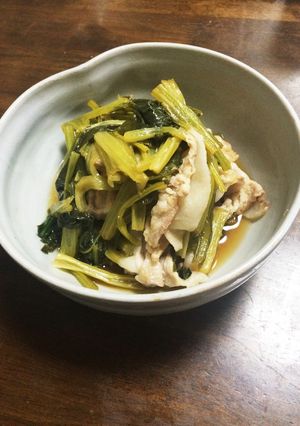 水不用!小松菜と豚肉の煮物-レシピのメイン写真