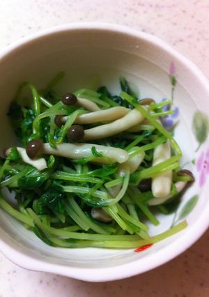 創味シャンタンで豆苗としめじの和え物-レシピのメイン写真