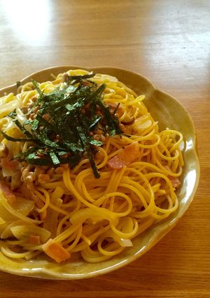和風ガーリックバターパスタ♡納豆のせ-レシピのメイン写真