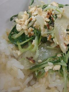 ヘルシー水菜炒め 豆腐入り♪-レシピのメイン写真