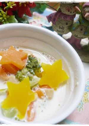 離乳食　クリスマス色の豆乳シチュー-レシピのメイン写真