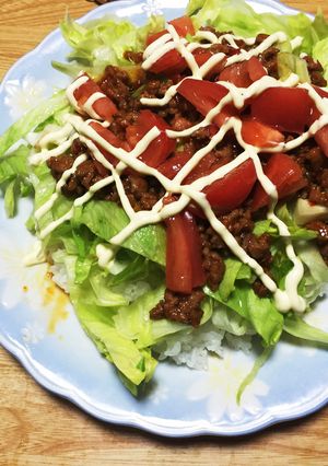 簡単！一人暮らしの満腹タコライス！-レシピのメイン写真