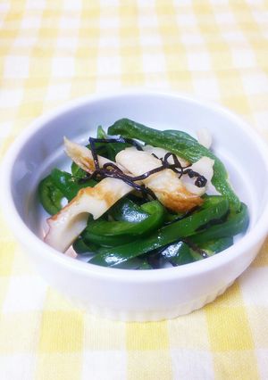 ピーマン×竹輪×塩昆炒め～お弁当にも～-レシピのメイン写真
