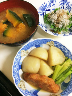 南瓜味噌汁、蕪と薩摩揚げ煮、シラスおろし-レシピのメイン写真