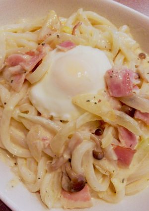 おうどんdeカルボナーラ-レシピのメイン写真
