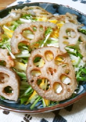 簡単れんこんと水菜のサラダ-レシピのメイン写真