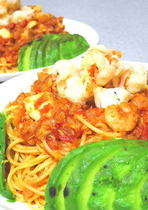 【最強】エビとアボカドのトマトパスタ♪-レシピのメイン写真