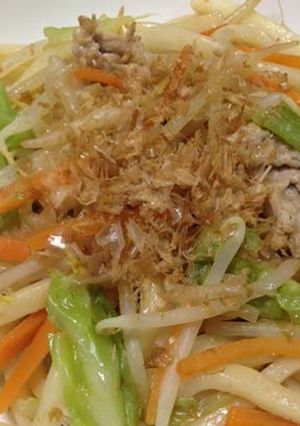 【簡単ランチ】麺つゆdeあっさり焼うどん-レシピのメイン写真