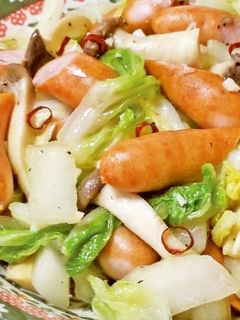 ウインナーと白菜のオリーブ油炒め-レシピのメイン写真