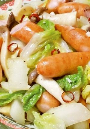 ウインナーと白菜のオリーブ油炒め-レシピのメイン写真