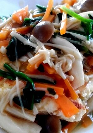 ふんわ～り☆とろり野菜あん高野バーグ♪-レシピのメイン写真
