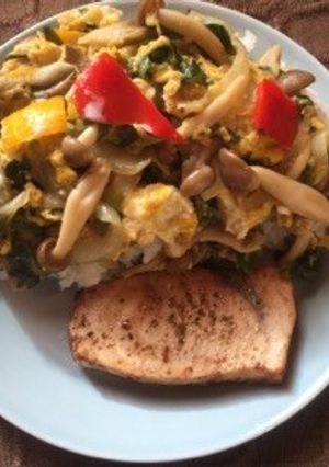 野菜の卵とじと魚のワンプレート-レシピのメイン写真