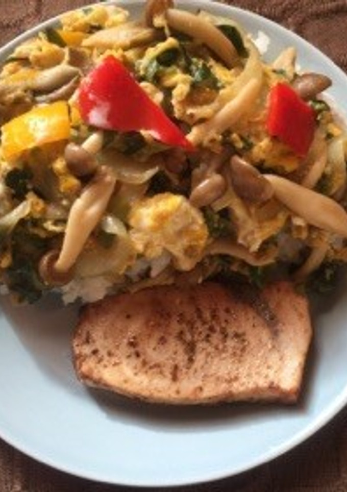 野菜の卵とじと魚のワンプレート-レシピのメイン写真