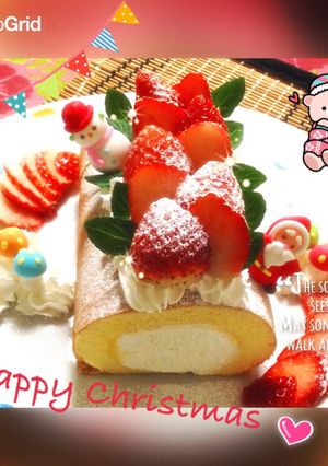 超時短☆Xmas ロールケーキプレート-レシピのメイン写真
