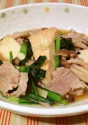 小松菜と厚揚げ、豚肉のサッパリ煮-レシピのメイン写真