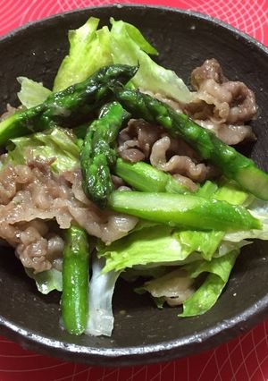 牛肉とアスパラとレタスのサッと中華-レシピのメイン写真