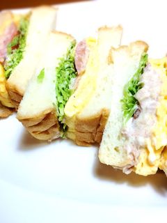 厚焼き玉子とツナの厚切りサンド♪-レシピのメイン写真