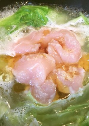 シャンタンを使ったレタスとささ身の生姜鍋-レシピのメイン写真