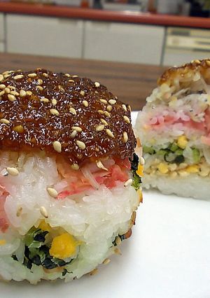 五色重ねのごまみそ焼きおにぎり-レシピのメイン写真