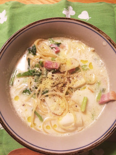 カブの豆乳スープスパ-レシピのメイン写真
