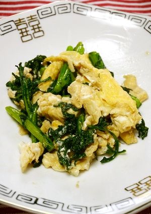 簡単！春菊と卵のニラ玉風シャンタン炒め-レシピのメイン写真