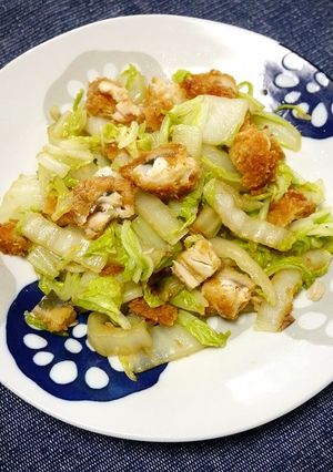 簡単！白菜とアジフライの焦がし醬油和え-レシピのメイン写真