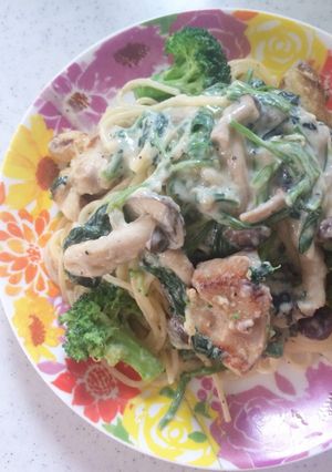 ほうれん草と鶏肉の豆乳クリームパスタ-レシピのメイン写真