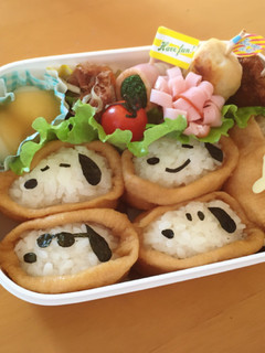簡単キャラ弁・スヌーピーいなり寿司-レシピのメイン写真