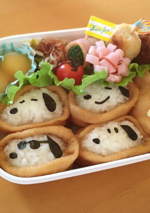 簡単キャラ弁・スヌーピーいなり寿司-レシピのメイン写真