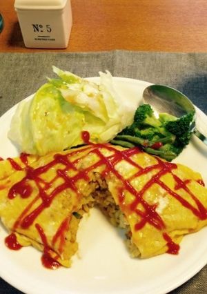 ドライカレーオムライス-レシピのメイン写真