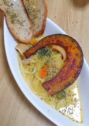 細うどんDEかぼちゃのクリームパスタ-レシピのメイン写真