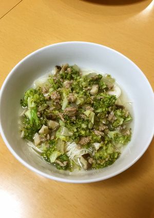 ブロッコリーとひき肉のにゅうめん-レシピのメイン写真