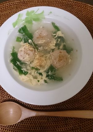 鶏だんごと春雨の中華スープ ニラ卵入り。-レシピのメイン写真