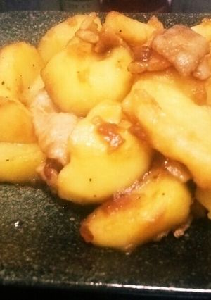 簡単☆こってり豚バラポテト☆すき焼き味-レシピのメイン写真