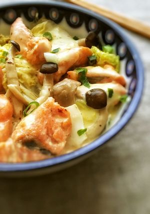 秋鮭と旬野菜のマヨみそチーズ煮-レシピのメイン写真