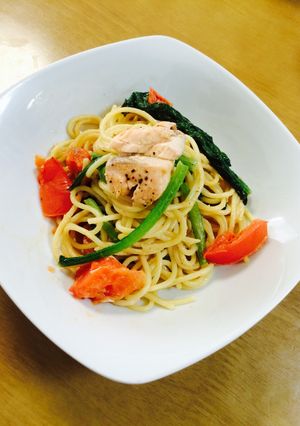 鮭と小松菜のトマトクリームパスタ☆-レシピのメイン写真