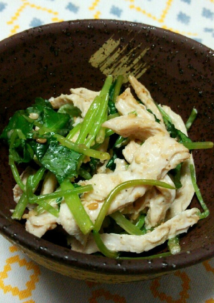 鶏むねと三つ葉のごまマヨわさび和え-レシピのメイン写真