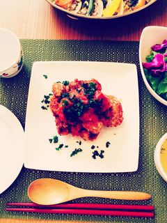 大豆ミート唐揚げ トマトソースかけ-レシピのメイン写真