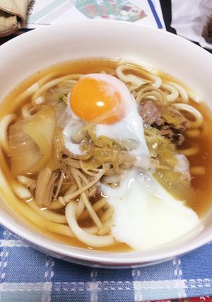 すき焼きの残りで…簡単温玉肉うどん-レシピのメイン写真