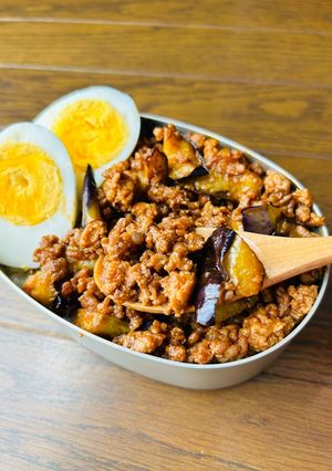 【簡単】なすとひき肉のケチャップ弁当-レシピのメイン写真
