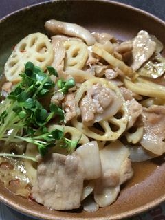 レンコンと豚肉の甘辛炒め-レシピのメイン写真