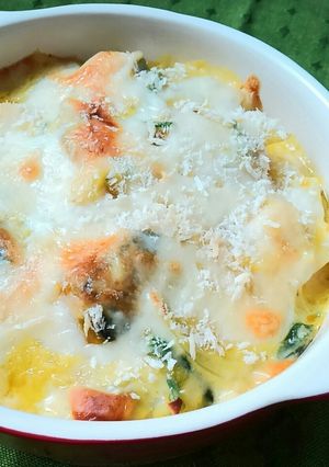鶏むね肉とかぼちゃの煮物で*グラタン-レシピのメイン写真