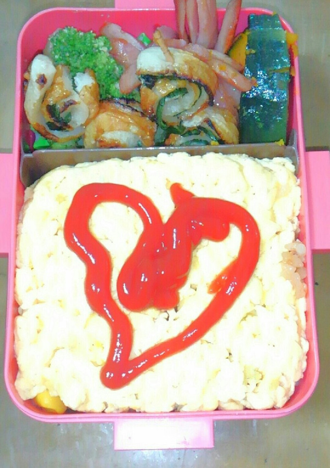 簡単★炊飯器と炒り卵でオムライス弁当-レシピのメイン写真