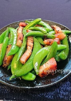 スナップえんどうとベーコンのにんにく炒め-レシピのメイン写真