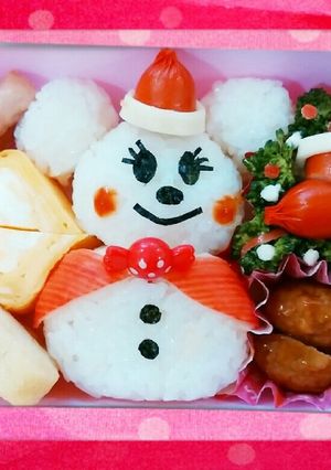 キャラ弁 ミニーちゃん 雪だるま 簡単♡-レシピのメイン写真