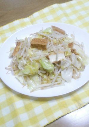節約？もやし×キャベツ×厚揚げの炒めもの-レシピのメイン写真