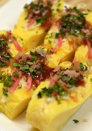 キャベツでヘルシー！お好み焼き風卵焼き-レシピのメイン写真